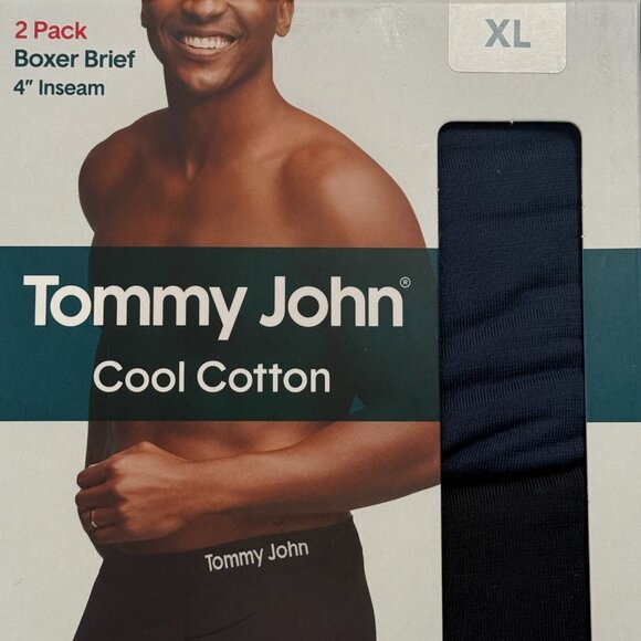 Tommy John Cool Cotton 4" Boxer Briefs 2 Pack Mens XL Navy Black 39-42 New $55 - Picture 2 of 9